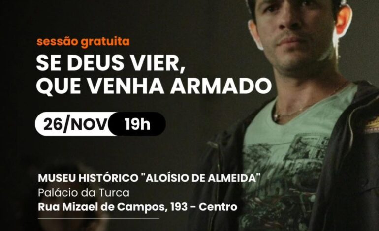 Cinema Pontos MIS exibe sessão gratuita do filme “Se Deus Vier, Que Venha Armado” hoje (26) em Jaboticabal